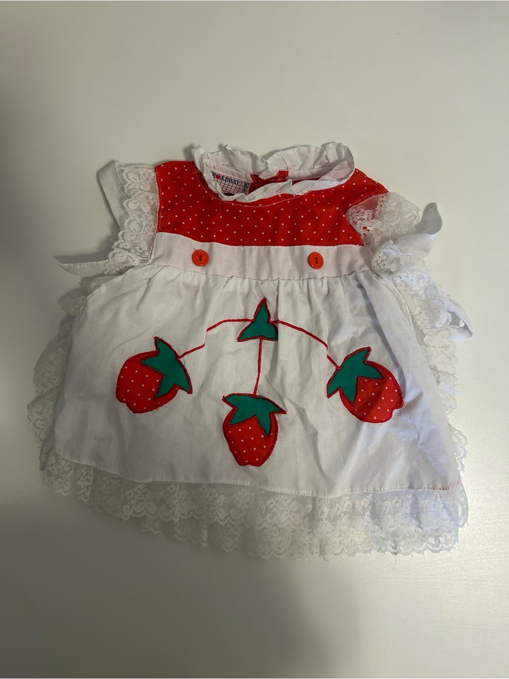 Vintage Strawberry Appliqué Baby Dress